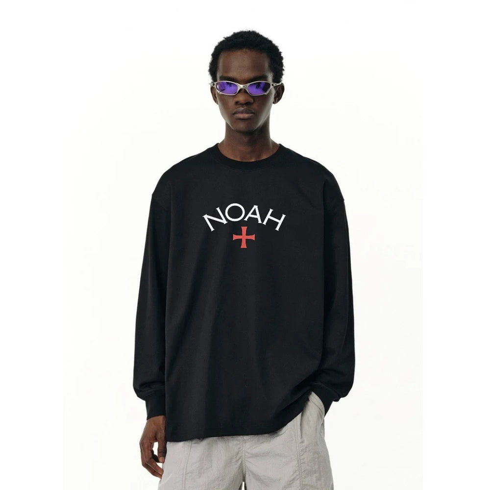 NOAH MARS niche trend brand first generation cross round neck pullover simple men's base shirt trendy long sleeved T-shirt