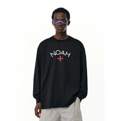NOAH MARS niche trend brand first generation cross round neck pullover simple men's base shirt trendy long sleeved T-shirt