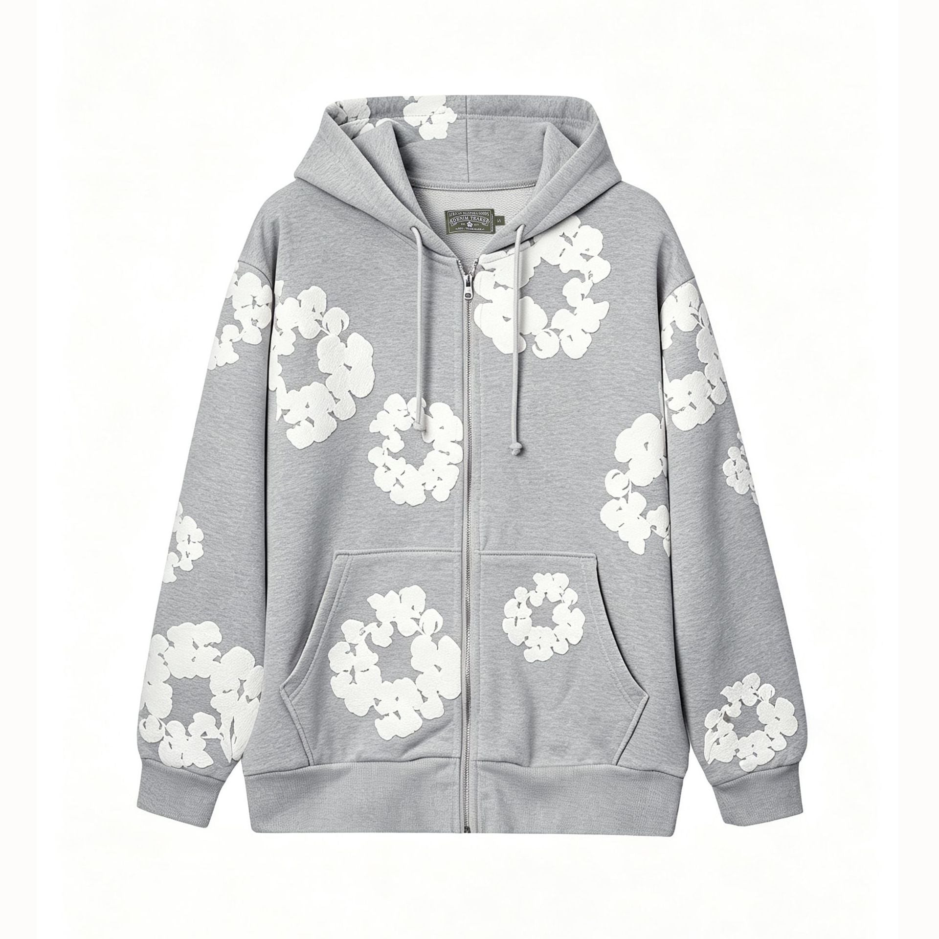 Denim Tears Cotton Wreath Full Zip-Up Hoodie - Grey