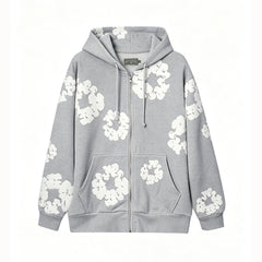 Denim Tears Cotton Wreath Full Zip-Up Hoodie - Grey