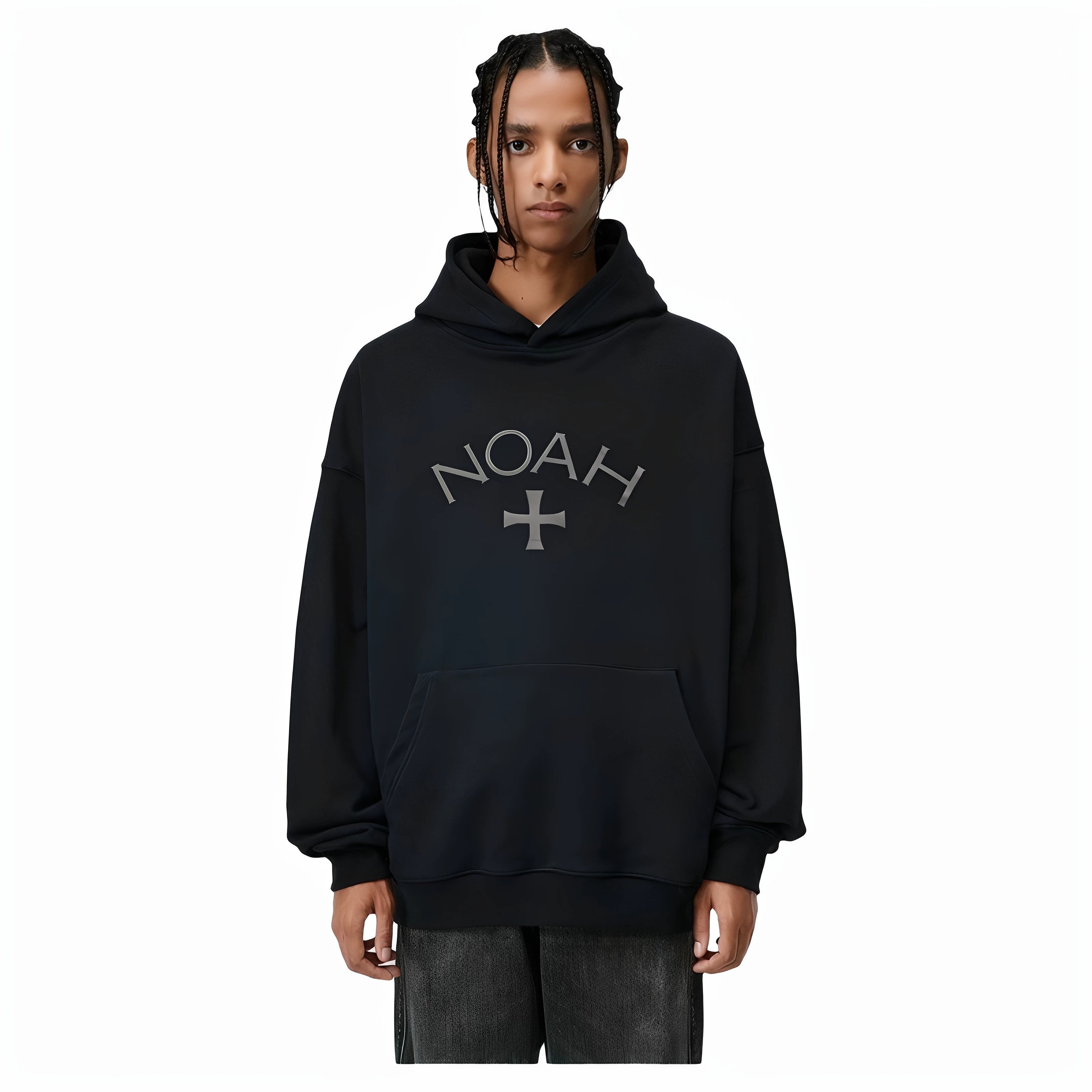 NOAH MARS gray cross first generation trendy brand American casual simple and versatile men's trendy hooded sweatshirt