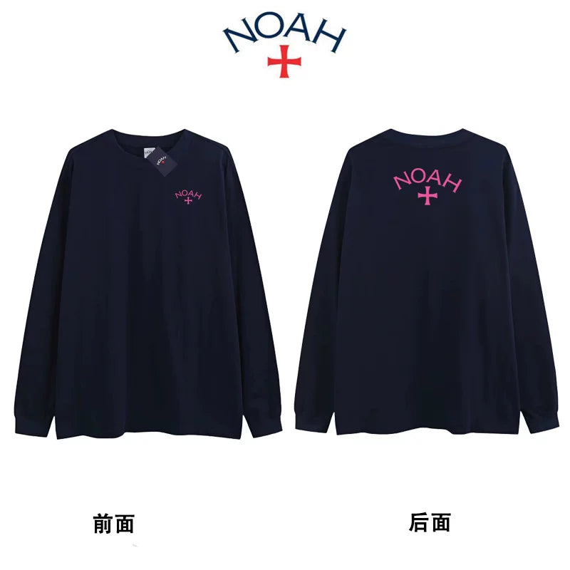 NOAH BWCJ新款潮牌美式休闲十字重磅纯棉长袖T恤男女情侣装打底衫