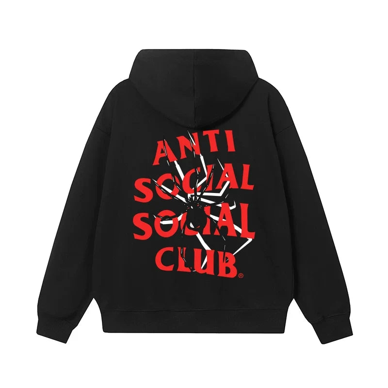 Anti Social Social Club Spider Red Logo Hoodie - Black