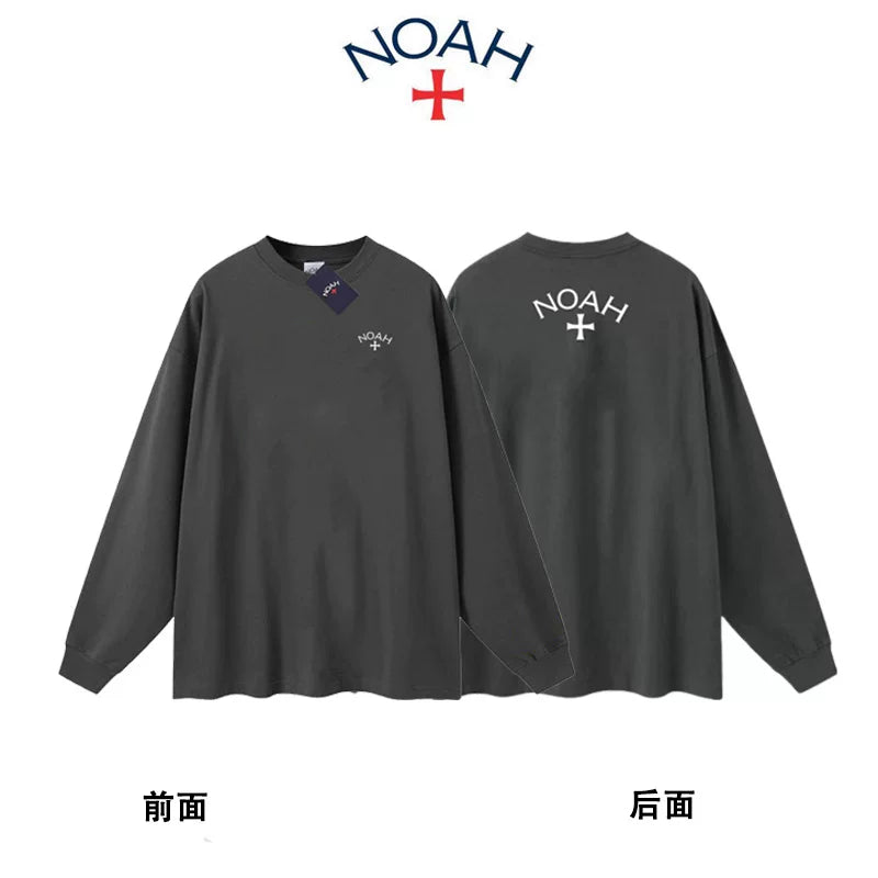 NOAH BWCJ新款潮牌美式休闲十字重磅纯棉长袖T恤男女情侣装打底衫