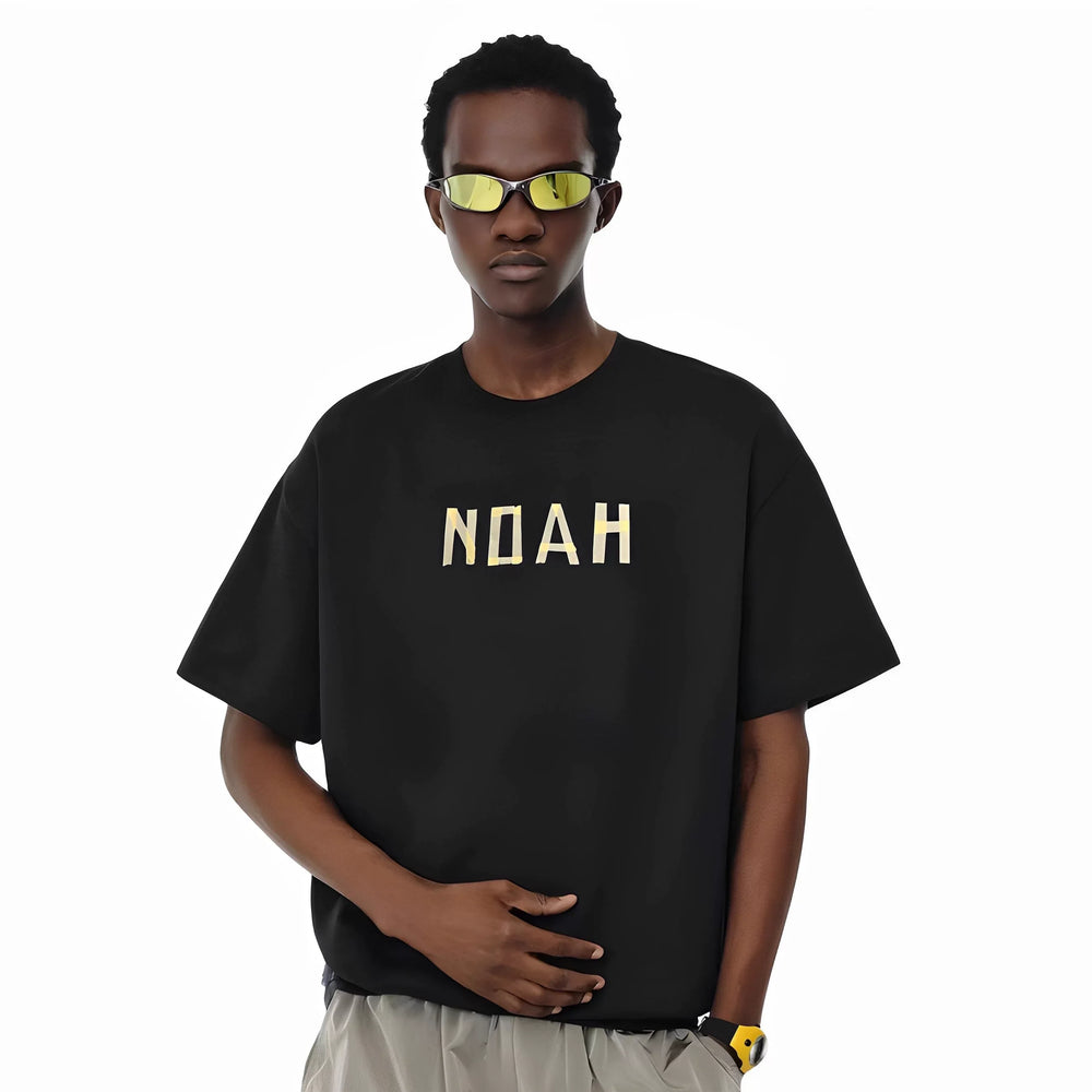 NOAH MARS niche trend brand origami splicing print American casual men's heavyweight cotton trendy short sleeved T-shirt