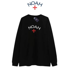 NOAH NYC CORE first generation cross logo round neck pullover long sleeved T-shirt for couples, simple base shirt for men and women