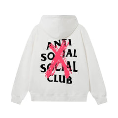 Anti Social Social Club Red X-Cross Logo Hoodie - White