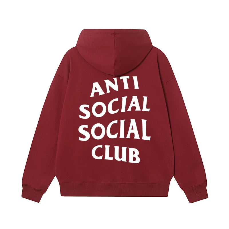Anti Social Social Club Classic Logo Hoodie - Burgundy/White
