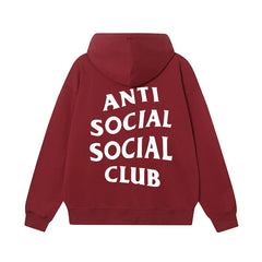 Anti Social Social Club Classic Logo Hoodie - Burgundy/White