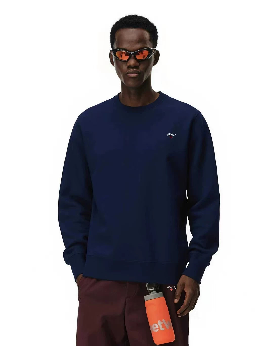 NOAH MARS niche trendy brand embroidered small logo cross simple American casual trend pullover round neck sweatshirt
