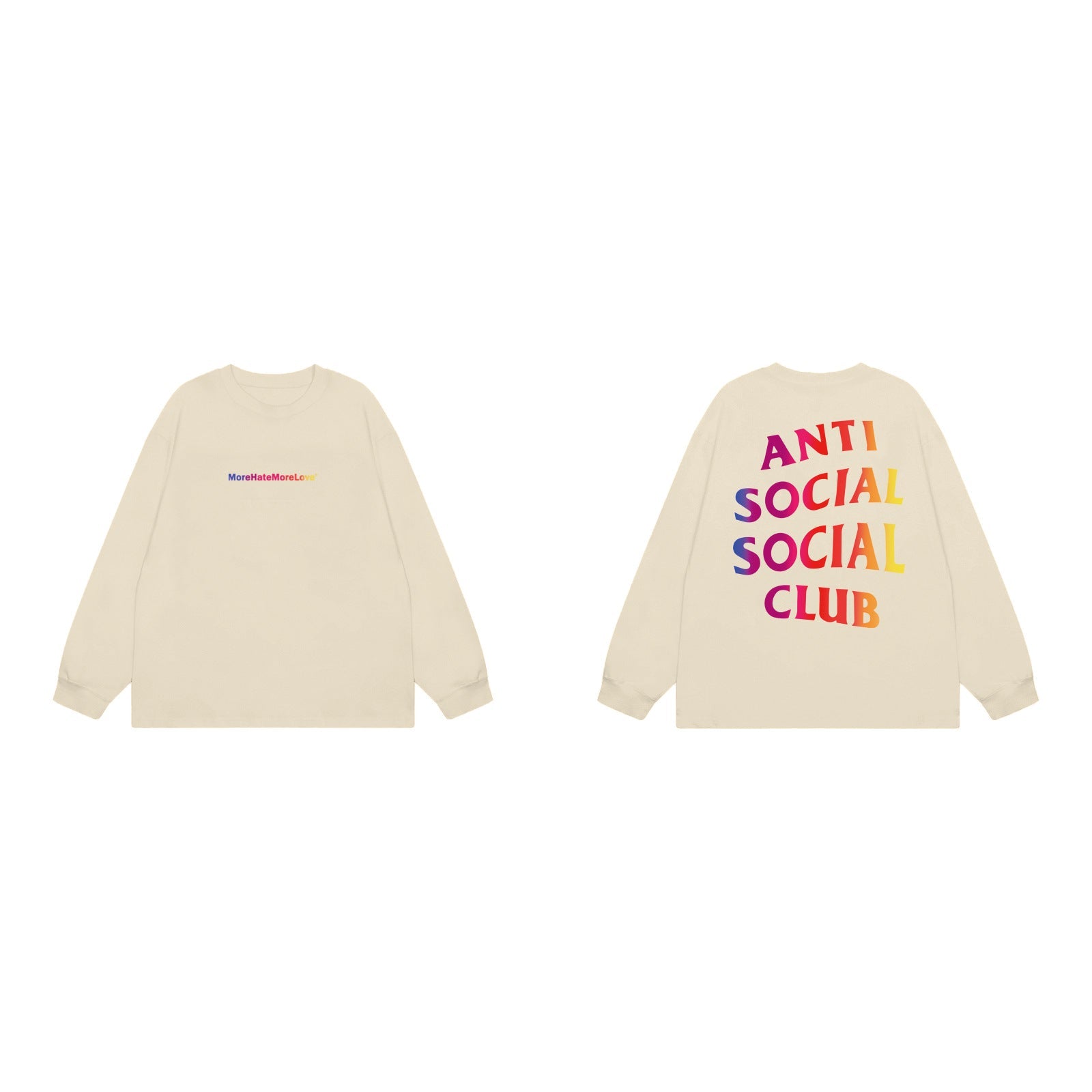 Anti Social Social Club Gradient Logo Long Sleeve T-Shirt - Cream