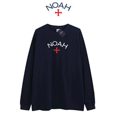 NOAH NYC CORE first generation cross logo round neck pullover long sleeved T-shirt for couples, simple base shirt for men and women