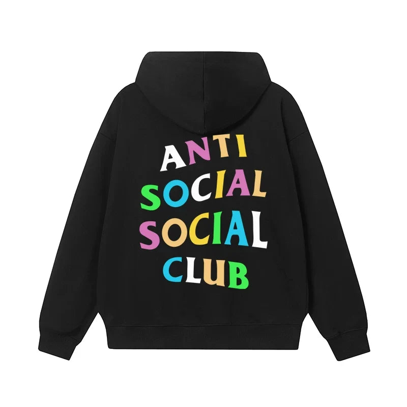 Anti Social Social Club Multi-Color Letters Logo Hoodie - Black