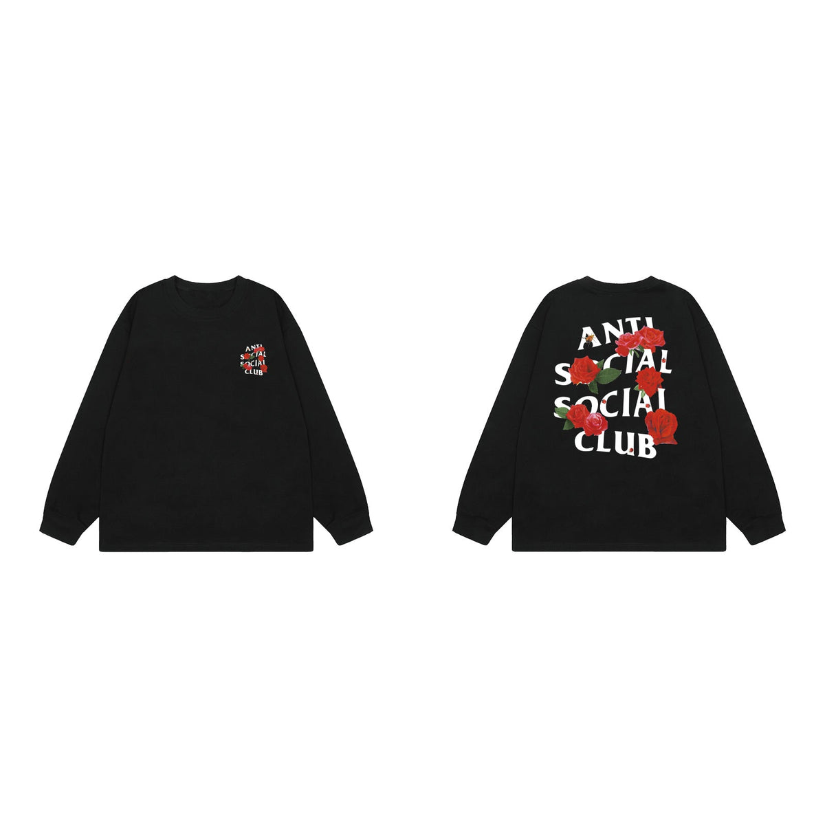Anti Social Social Club Rose Logo Long Sleeve T-Shirt - Black