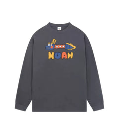 NOAH American Trendy Brand Spring and Autumn New LOGO Cartoon Printed Long sleeved T-shirt Men's and Women's Pure Cotton Bottom Shirt Top Clothes