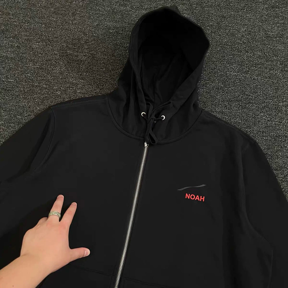NOAH MARS Autumn New Product Wave Wave American casual hooded sweatshirt with looped fur and trendy zipper jacket for men