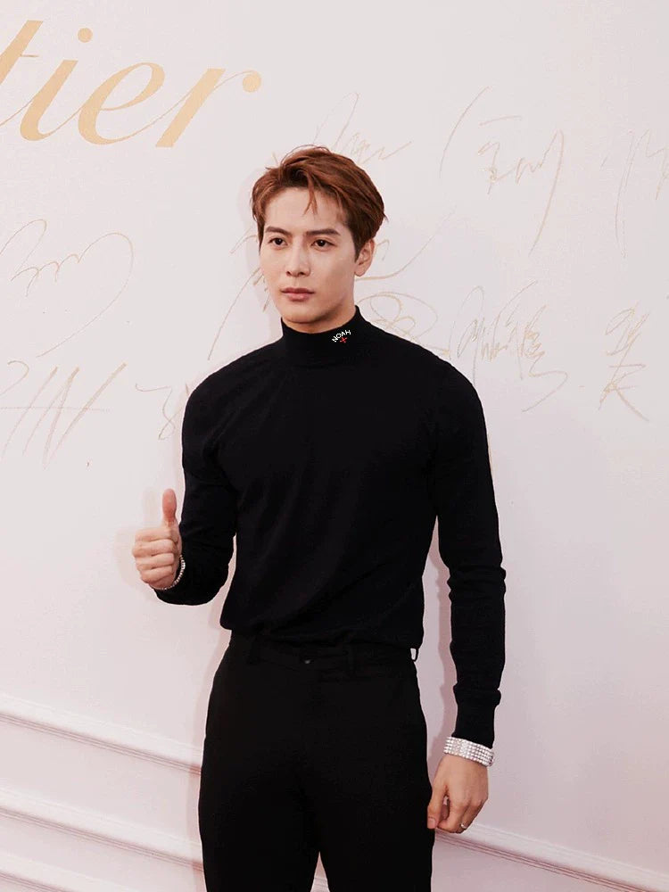 Noah mars niche tide brand micro -high neckline embroidery small label American bottoming trend long -sleeved T -shirt male
