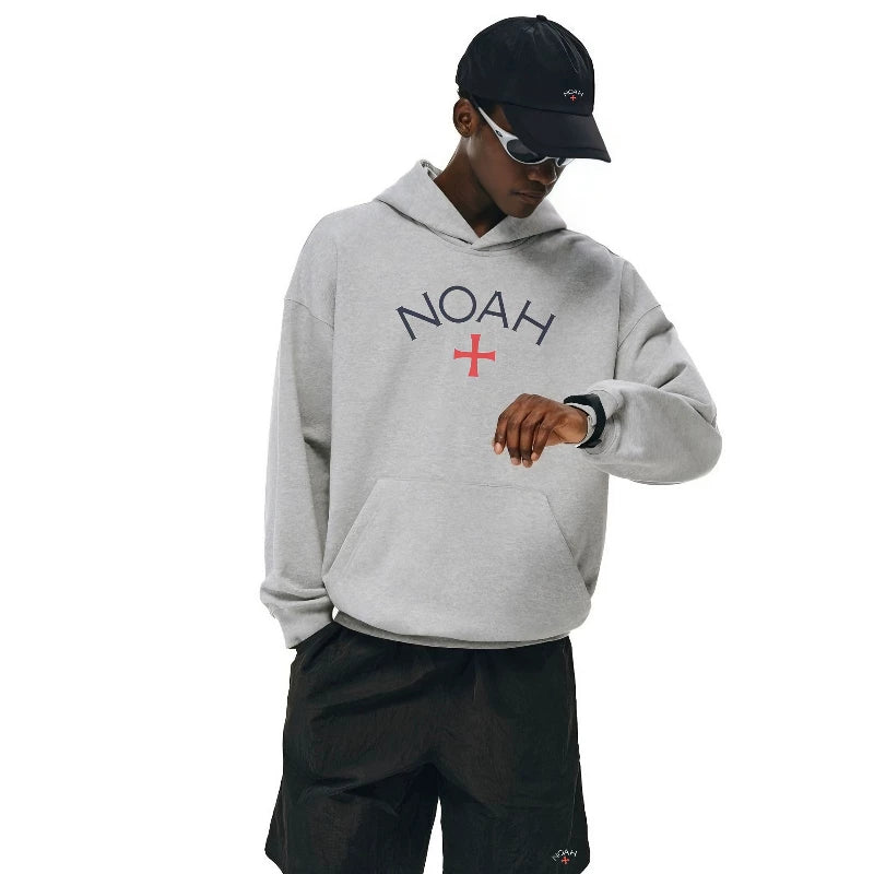 NOAH MARS gray cross first generation trendy brand American casual simple and versatile men's trendy hooded sweatshirt