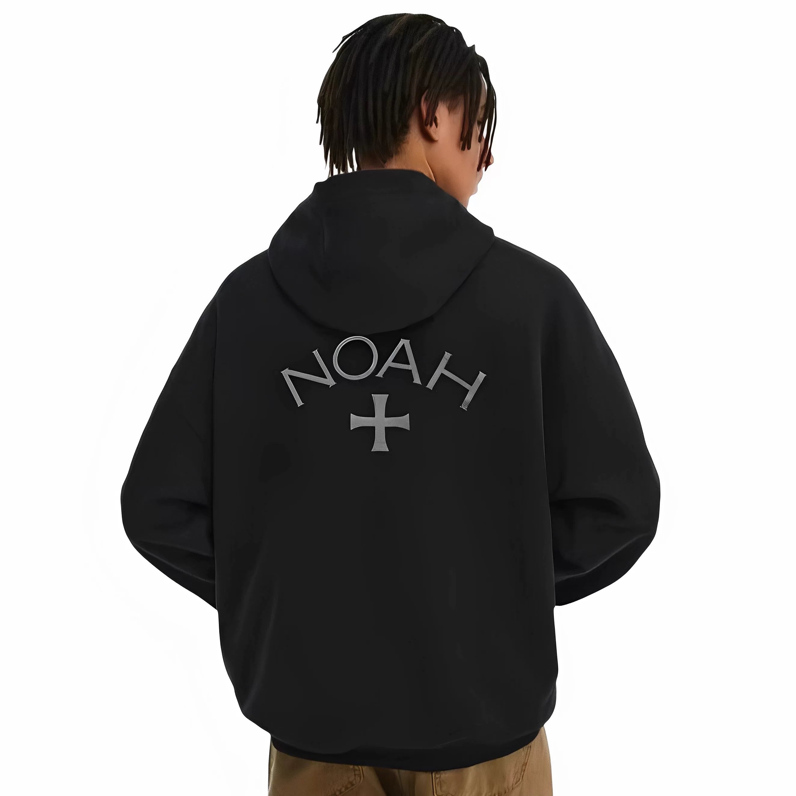 NOAH MARS niche trend brand Black Soul embroidery small label cross hooded sweatshirt cardigan trendy zipper jacket for men