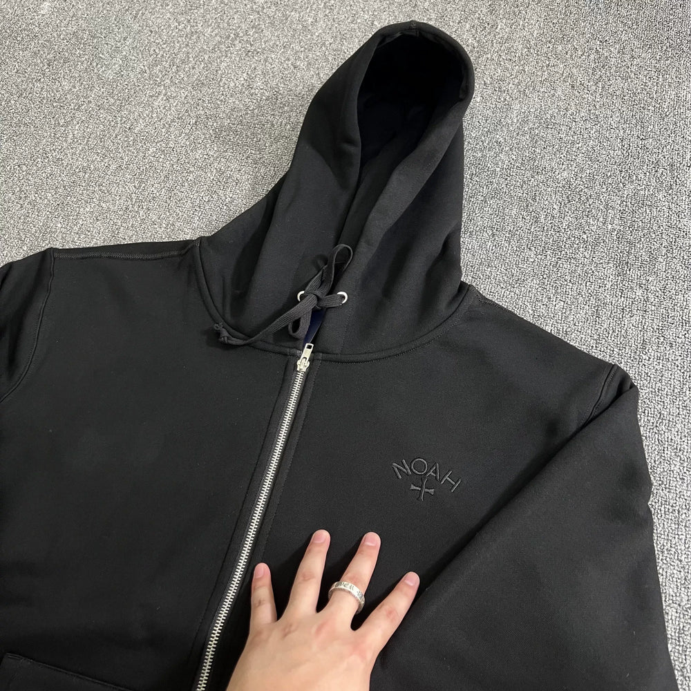 NOAH MARS niche trend brand Black Soul embroidery small label cross hooded sweatshirt cardigan trendy zipper jacket for men