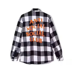Anti Social Social Club Plaid Flannel Shirt - Black/White/Orange