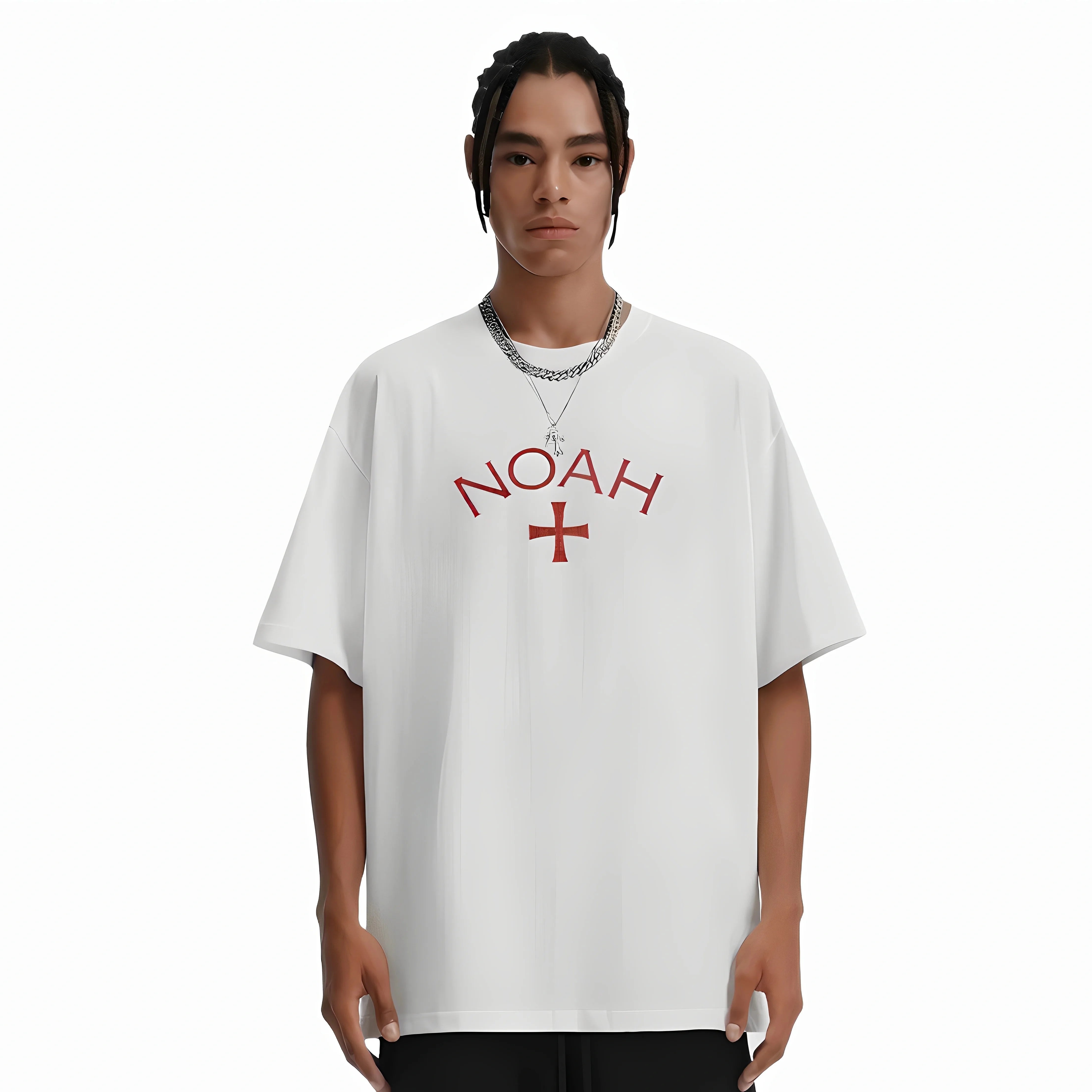 NOAH MARS niche trend brand Scottish cross simple American casual trend brand all cotton trendy short sleeved T-shirt