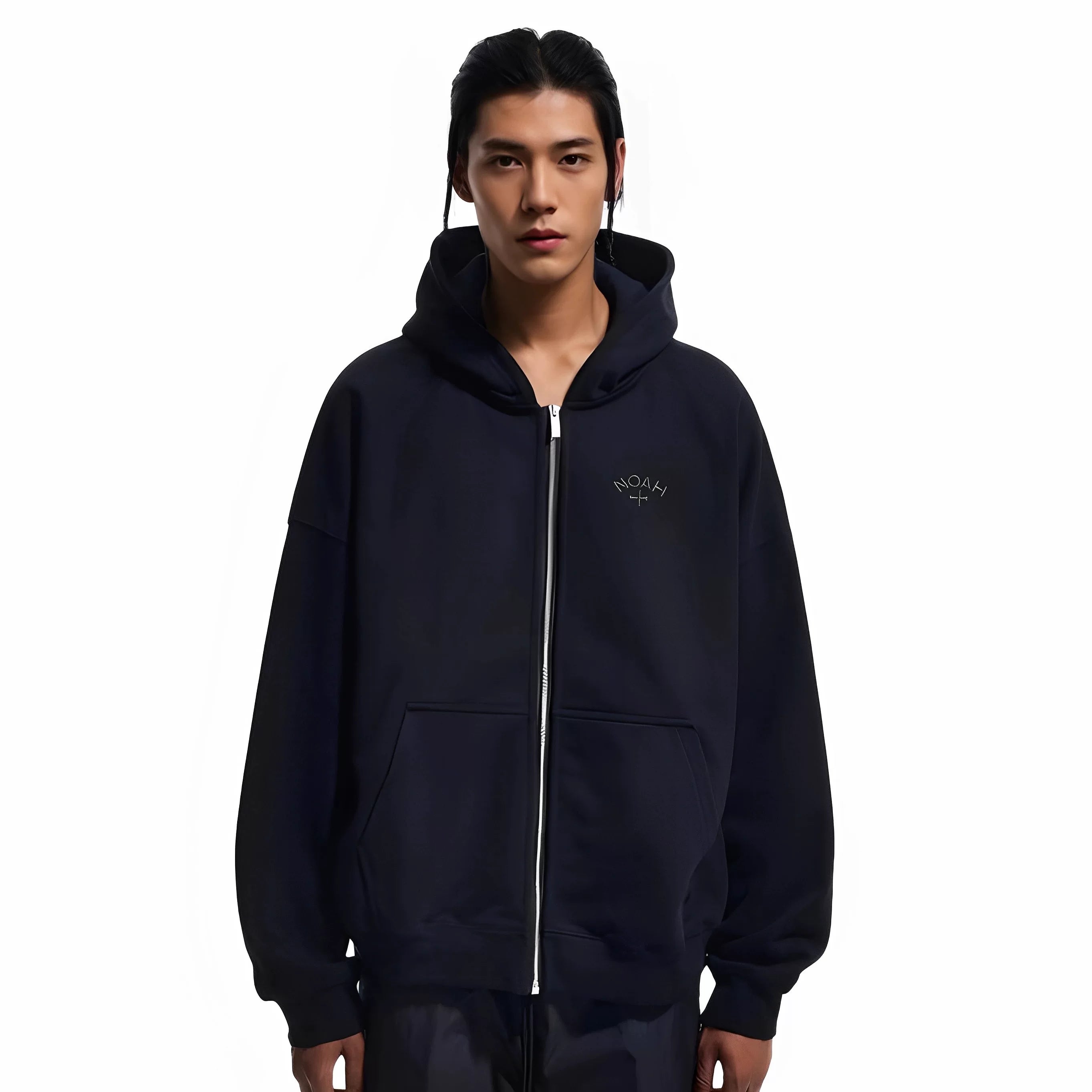 NOAH MARS niche trend brand Black Soul embroidery small label cross hooded sweatshirt cardigan trendy zipper jacket for men