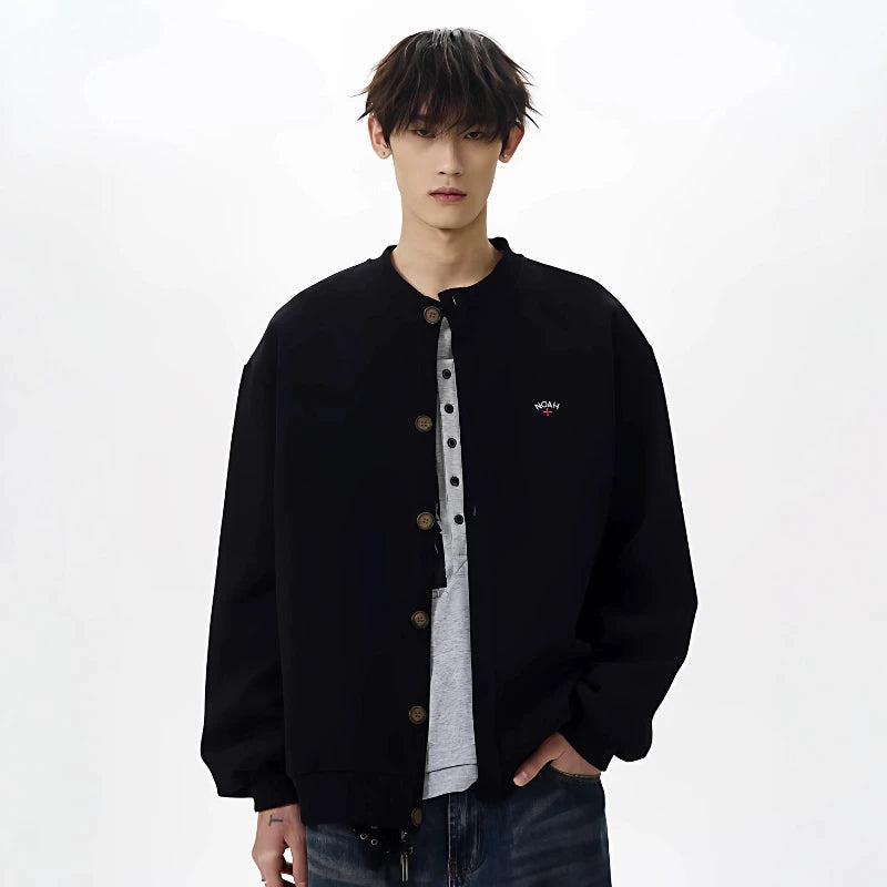 NOAH MARS American casual trendy brand small logo embroidered cross short wide cardigan sweatshirt, high-end jacket for men