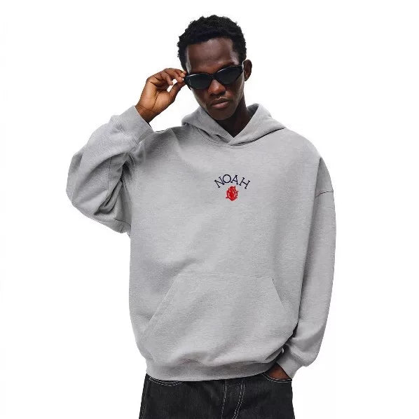 NOAH MARS niche trendy brand small rose embroidery American casual heavyweight thread splicing trendy hooded sweatshirt