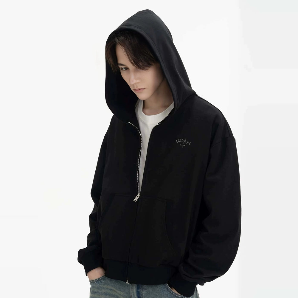 NOAH MARS first generation black soul embroidery small logo cross autumn and winter hooded sweatshirt cardigan trendy zipper jacket