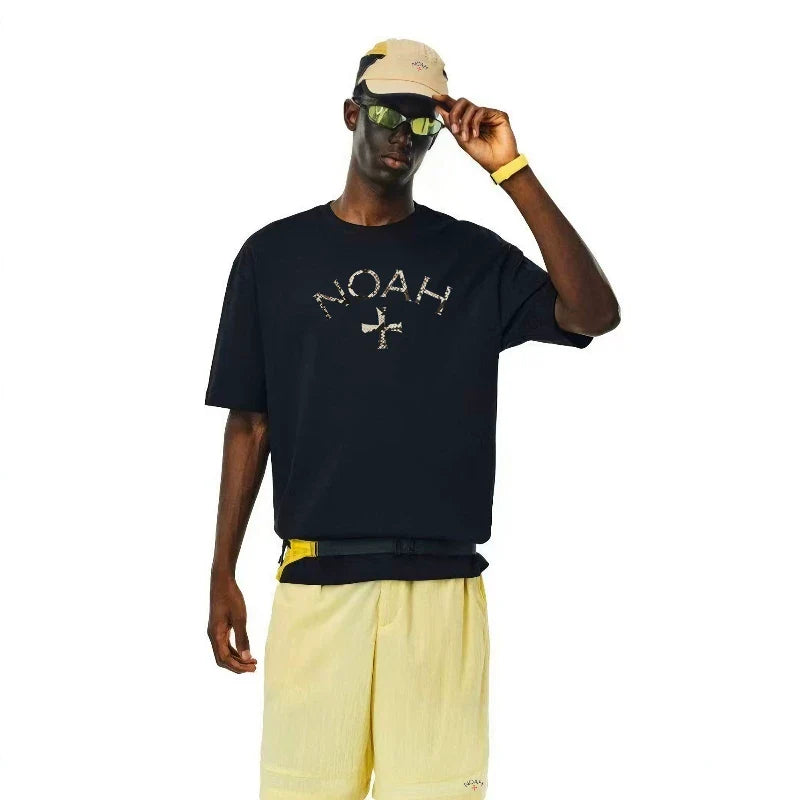 NOAH MARS Small Fashion Brand python cross American casual loose China-Chic antibacterial cotton short sleeve T-shirt men