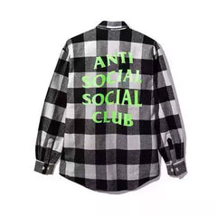 Anti Social Social Club Plaid Flannel Shirt - Black/White/Neon Green