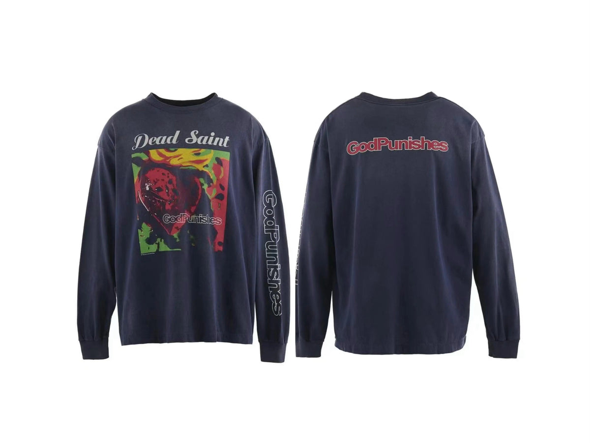Saint Michael "Dead Saint" & "GodPunishes" Long Sleeve - Navy