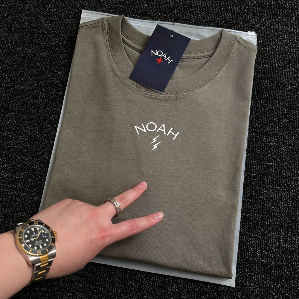 NOAH MARS niche trend brand matcha gray lightning small label American casual antibacterial all cotton versatile short sleeved T-shirt for men