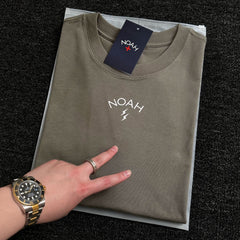 NOAH MARS niche trend brand matcha gray lightning small label American casual antibacterial all cotton versatile short sleeved T-shirt for men