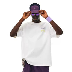 NOAH MARS niche trendy brand left double row small logo calligraphy American casual men's trendy pure cotton short sleeved T-shirt