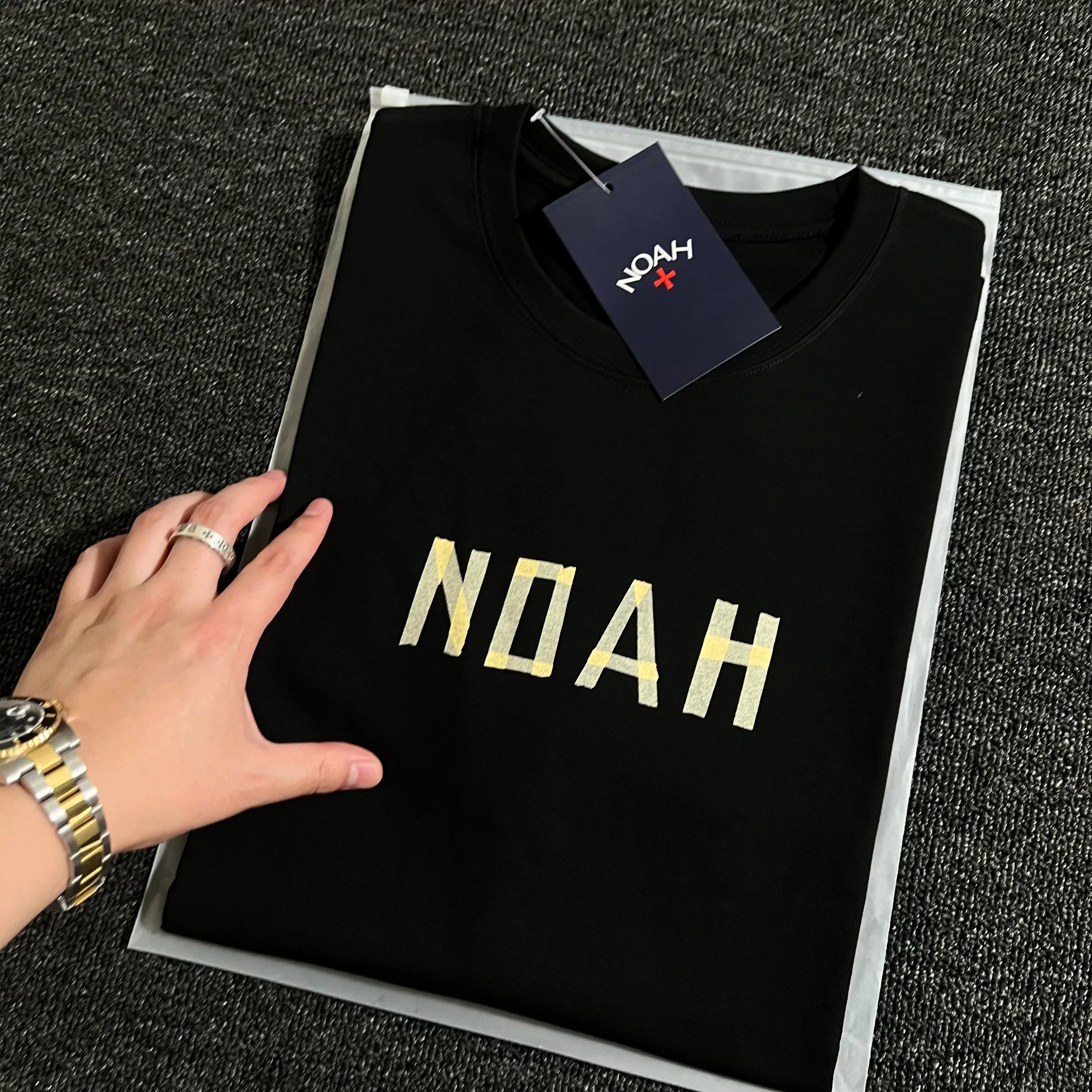 NOAH MARS niche trend brand origami splicing print American casual men's heavyweight cotton trendy short sleeved T-shirt