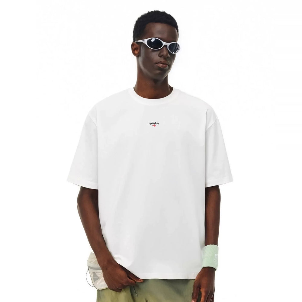 NOAH MARS niche trendy brand chest cross small logo embroidery basic simple pure cotton trendy short sleeved T-shirt for men