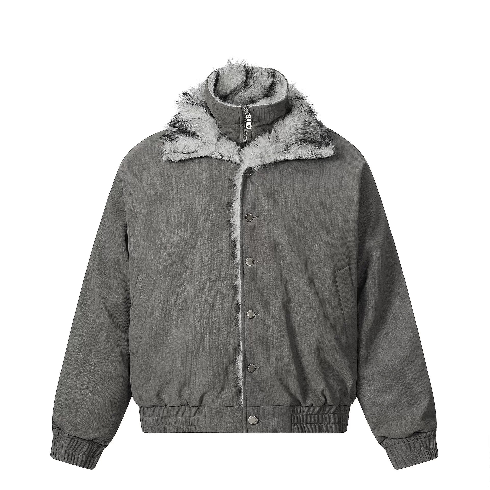 NOAH MARS American casual winter warm double-layer lapel fur collar with velvet seat mountain carving old money style cotton jacket for men