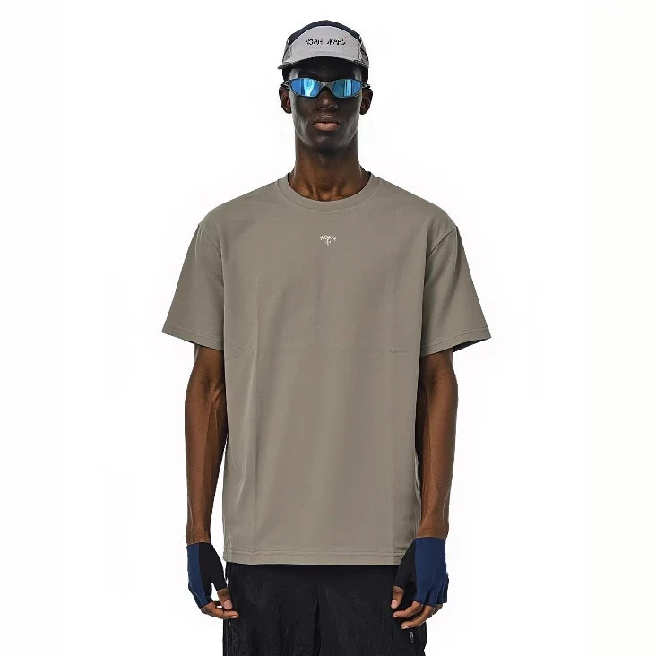 NOAH MARS American casual trendy brand matcha gray old money style embroidered small label antibacterial breathable cotton short sleeved T-shirt