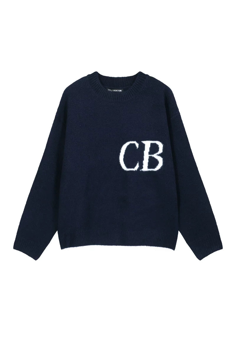 Cole Buxton Navy Side Italic CB Logo Sweatshirt