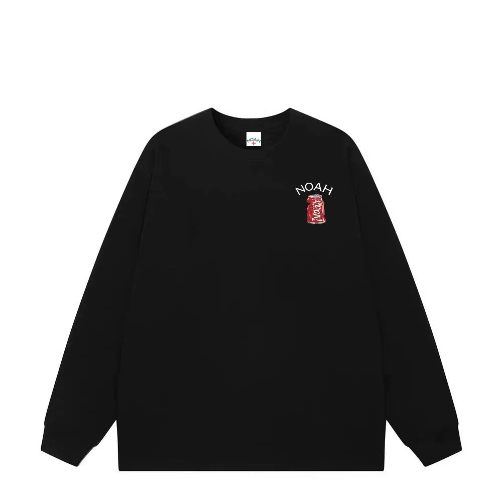 NOAH Autumn New Cola Logo Printed Top American Trendy Brand Pure Cotton Loose Couple Long Sleeve T-shirt for Men and Women