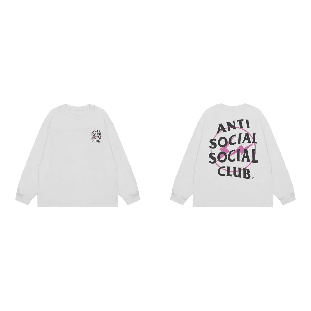 Anti Social Social Club Pink Circle Logo Long Sleeve T-Shirt - White