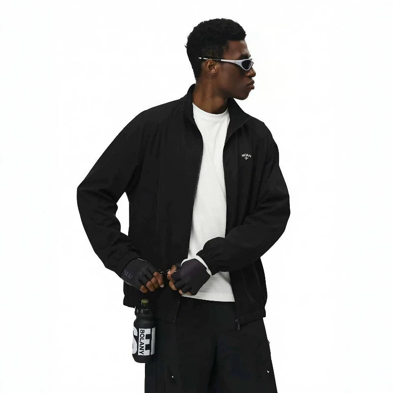 NOAH MARS American casual outdoor hiking woven jacket with stand up collar and simple thin design, suitable for sports coaches and men