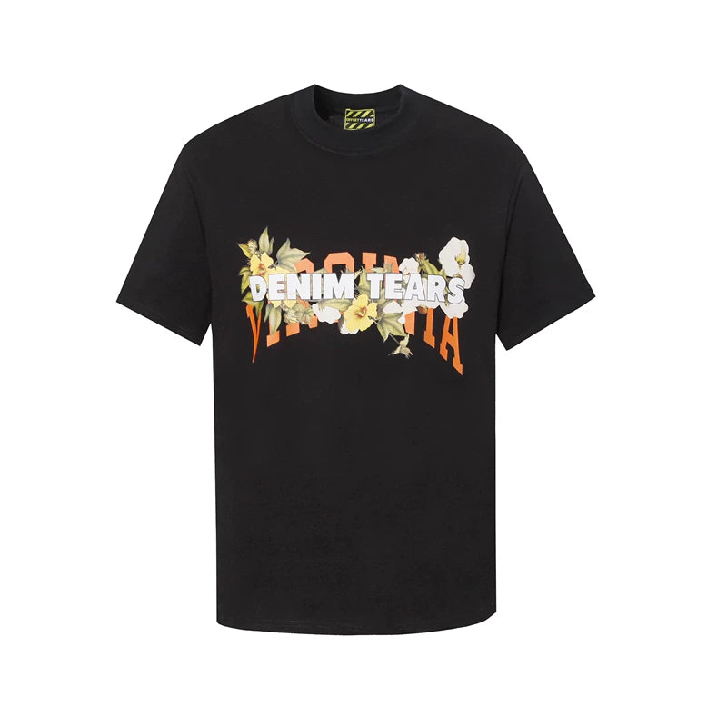 Denim Tears Virginia Floral Logo T-Shirt - Black/Orange