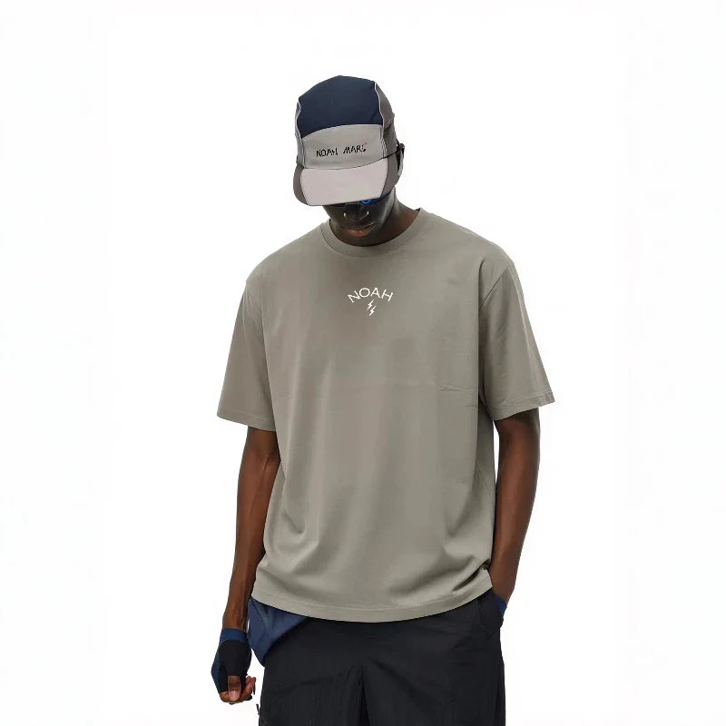 NOAH MARS niche trend brand matcha gray lightning small label American casual antibacterial all cotton versatile short sleeved T-shirt for men