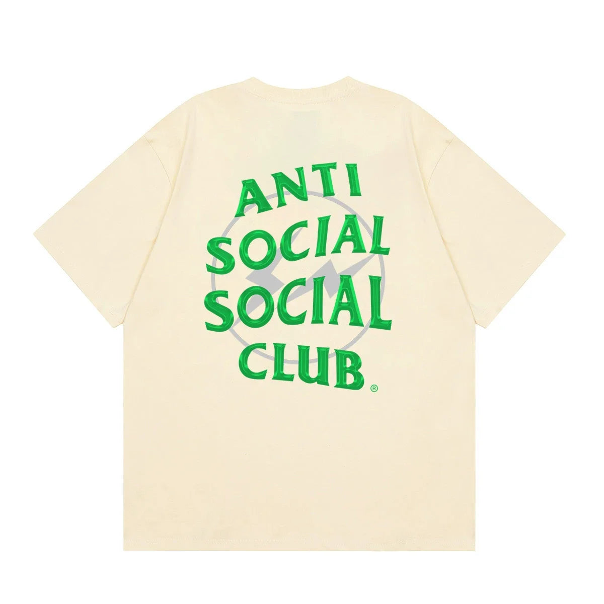Anti Social Social Club Green Lightning Circle Logo T-Shirt - Cream