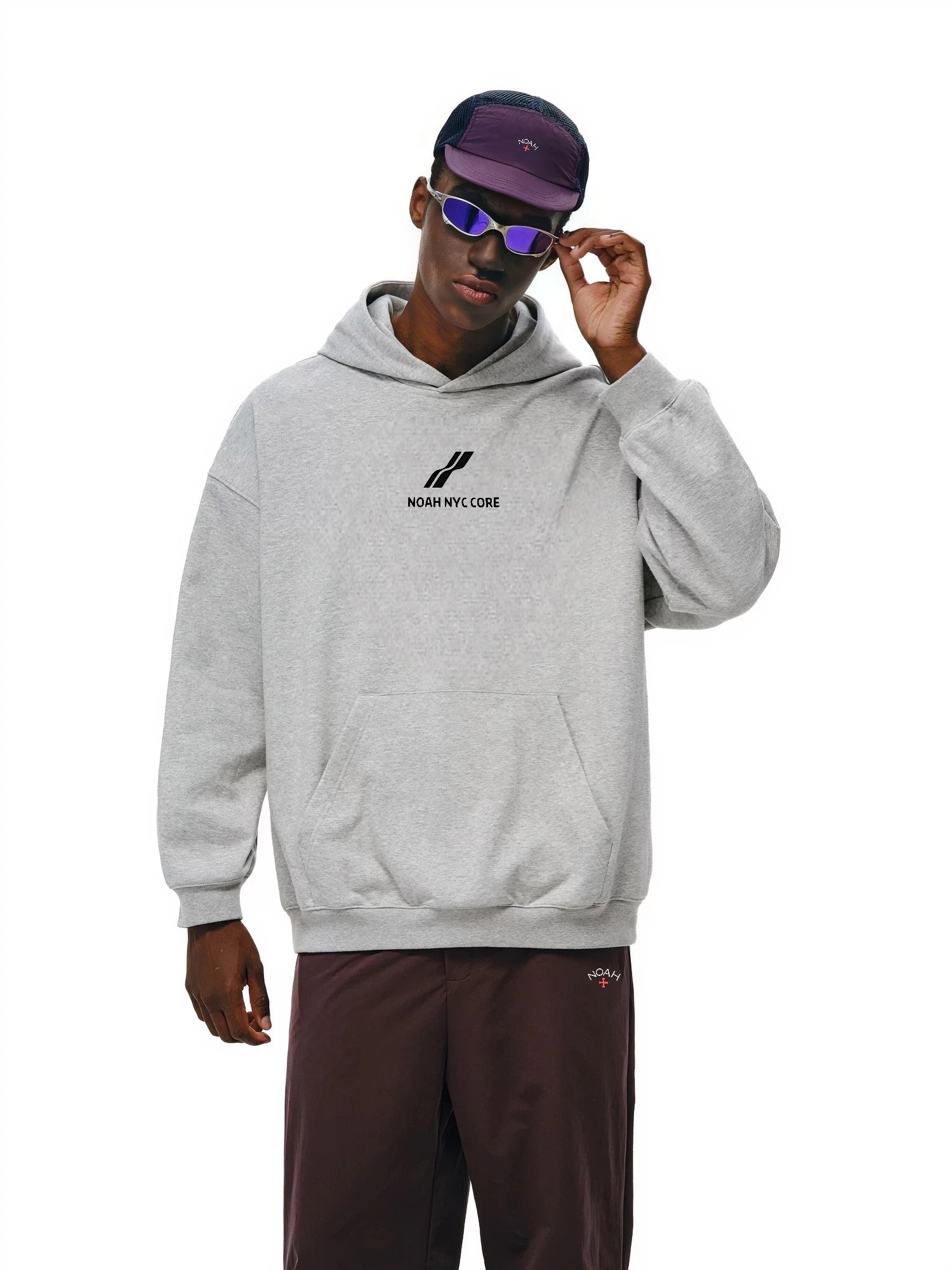 NOAH MARS niche trendy brand two bar wave men's American casual thread splicing trendy hooded sweatshirt