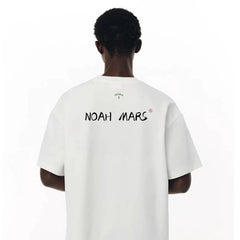 NOAH MARS niche fashion brand behind the lightning small logo American casual simple and versatile antibacterial cotton short sleeved T-shirt