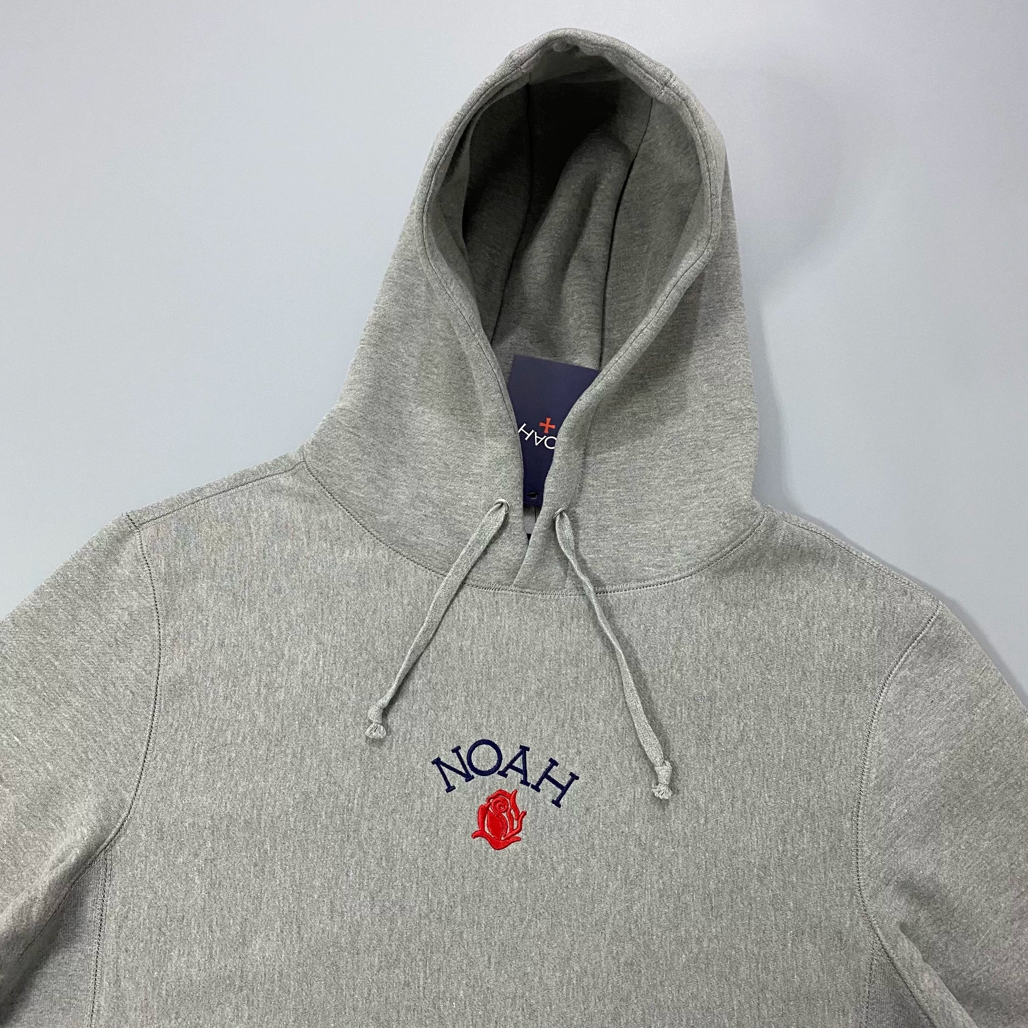 NOAH MARS niche trendy brand small rose embroidery American style loose thread splicing trendy hooded sweatshirt for men